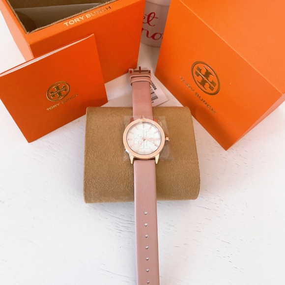 Tory Burch Accessories - Tory Burch Women's Gigi Blush Pink Leather Strap Watch 28mm